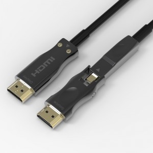 Apoio de cabo destacável da fibra óptica HDMI 4K 60Hz 18Gbps de alta velocidade, com micro HDMI duplo e conectores padrão de HDMI