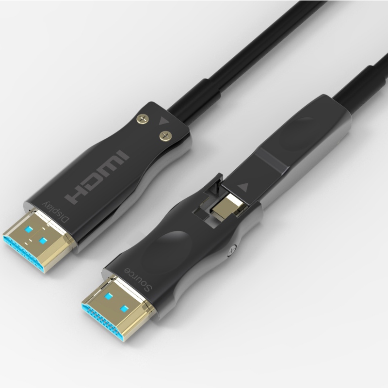 Melhor preço HDMI 2.0 Tipo A para o Lado Da Fonte D Distorço Da fibra AOC do Cabo óptico 15m