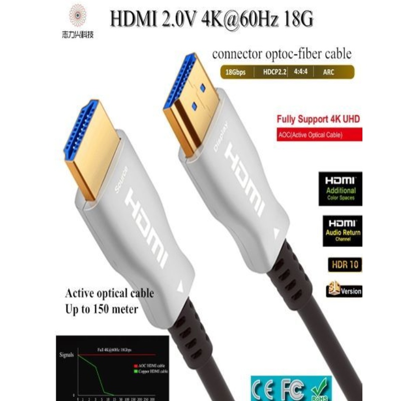 Cabo HDMI de alta velocidade de 60M \/ 197 pés 2.0v 18G 4K @ 60hz 3D ACR Cabo de áudio e vídeo, HDMI AOC